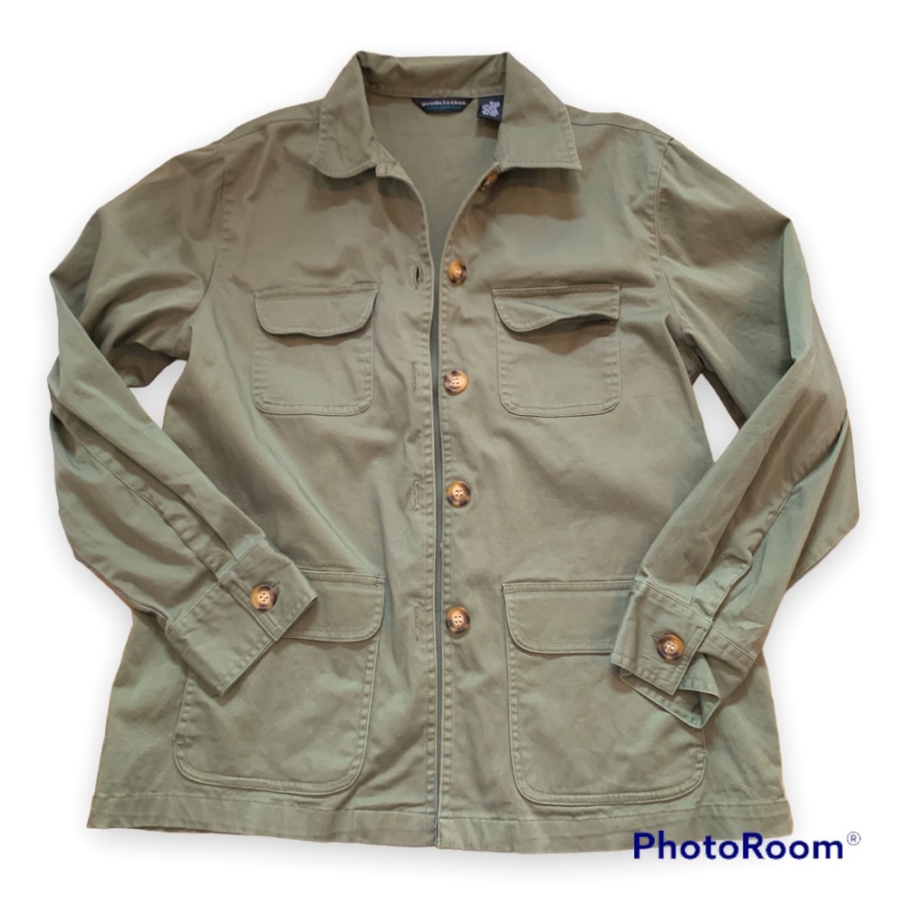 ✨ Green Utility Shacket Button Down Top - M